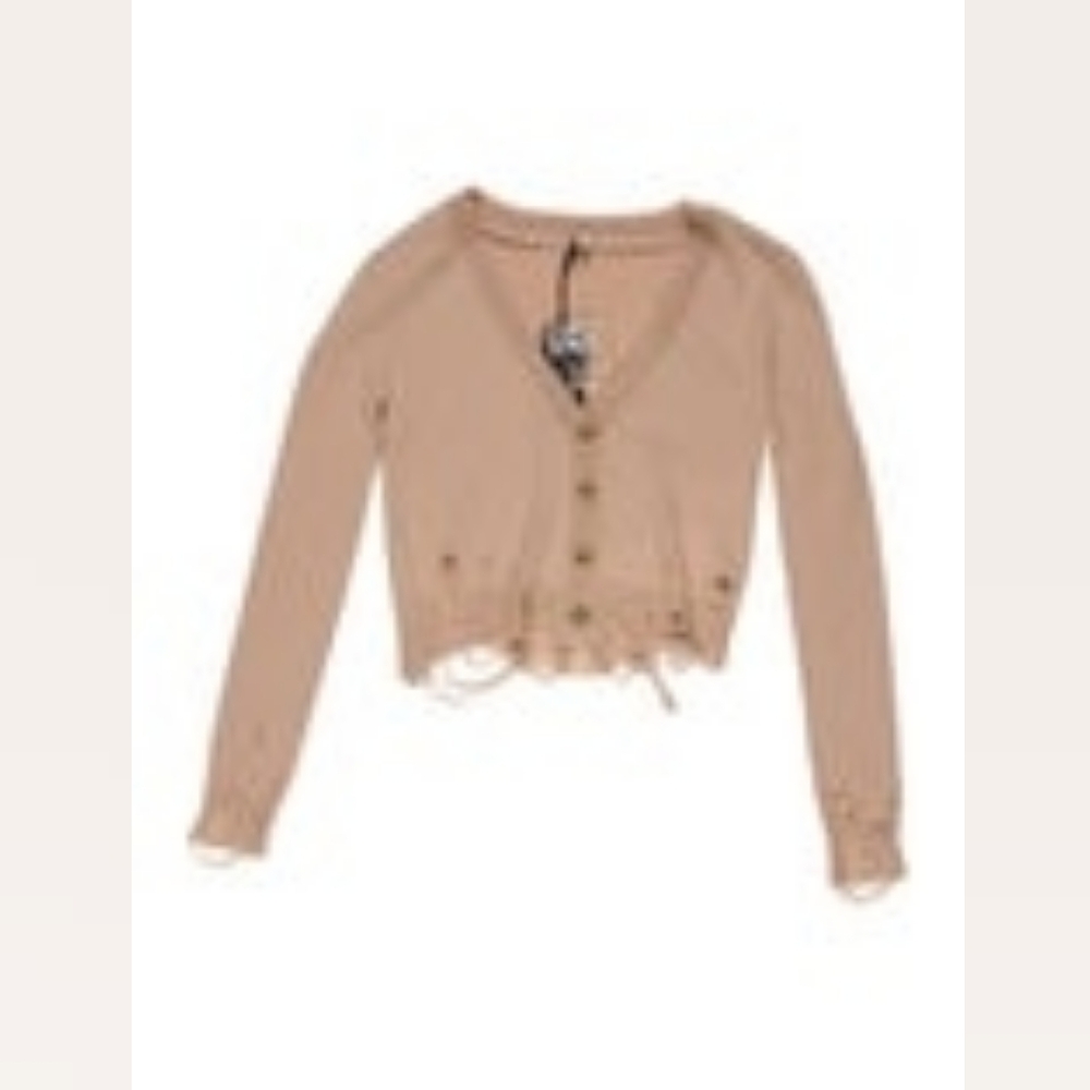 R13 Women's Beige Distressed Baby Cardigan - Picture 4 of 6
